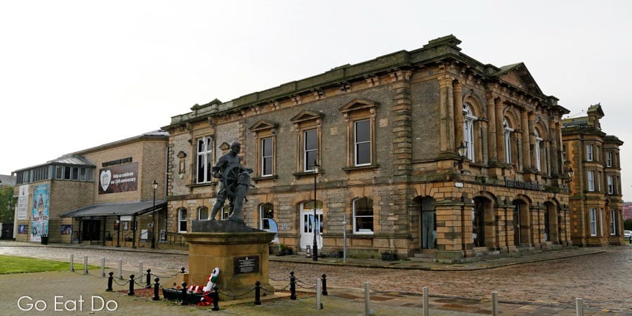 The Merchant Navy Memorial in front of The Customs House on Mill Dam in South Shields.