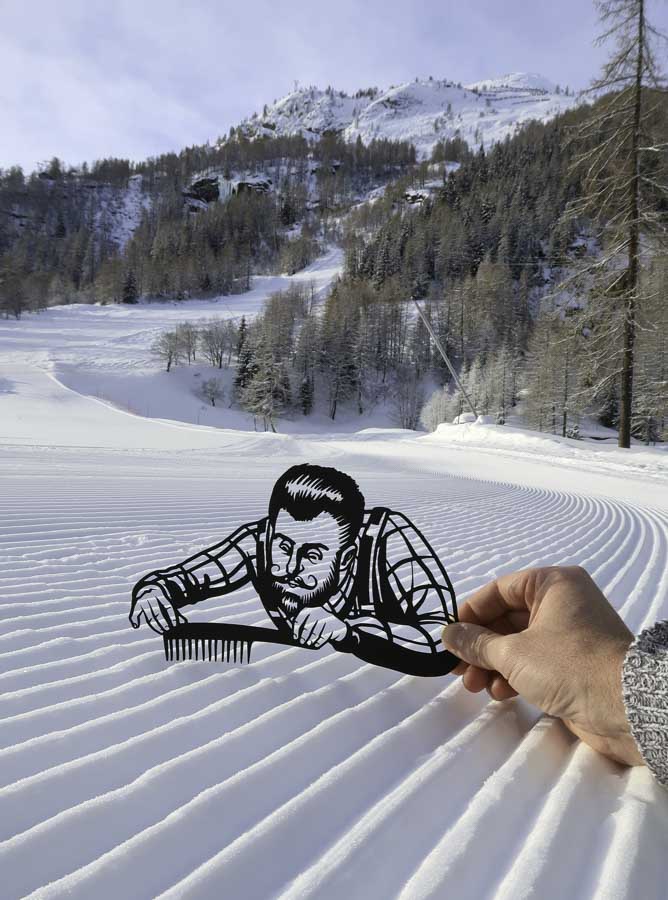 Image of a barber preparing pistes at Tignes, the ski resort in France by Paperboyo.