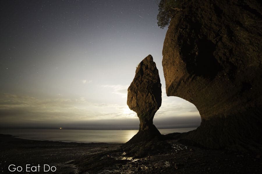 Hopewell Rocks photographed at night by the Bay of Fundy in New Brunswick, Canada