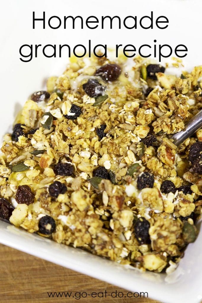 Pinterest pin for Go Eat Do's homemade granola recipe