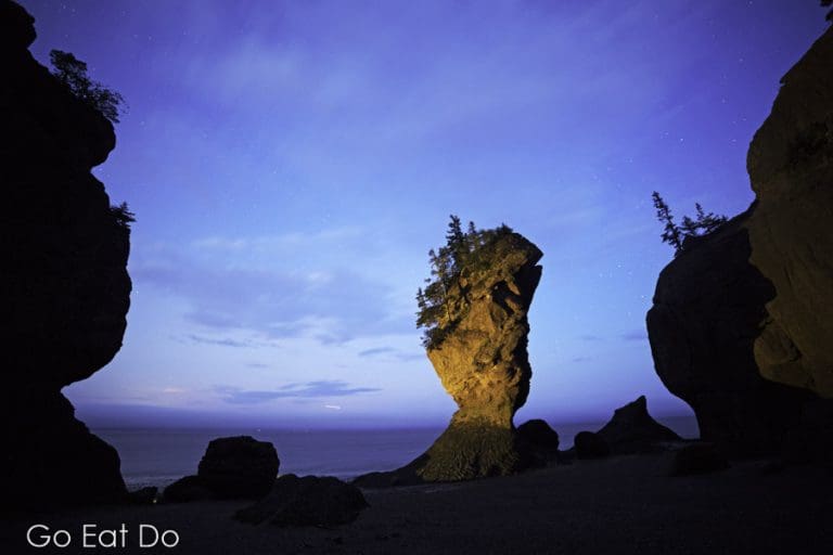 The Hopewell Rocks at night | Go Eat Do