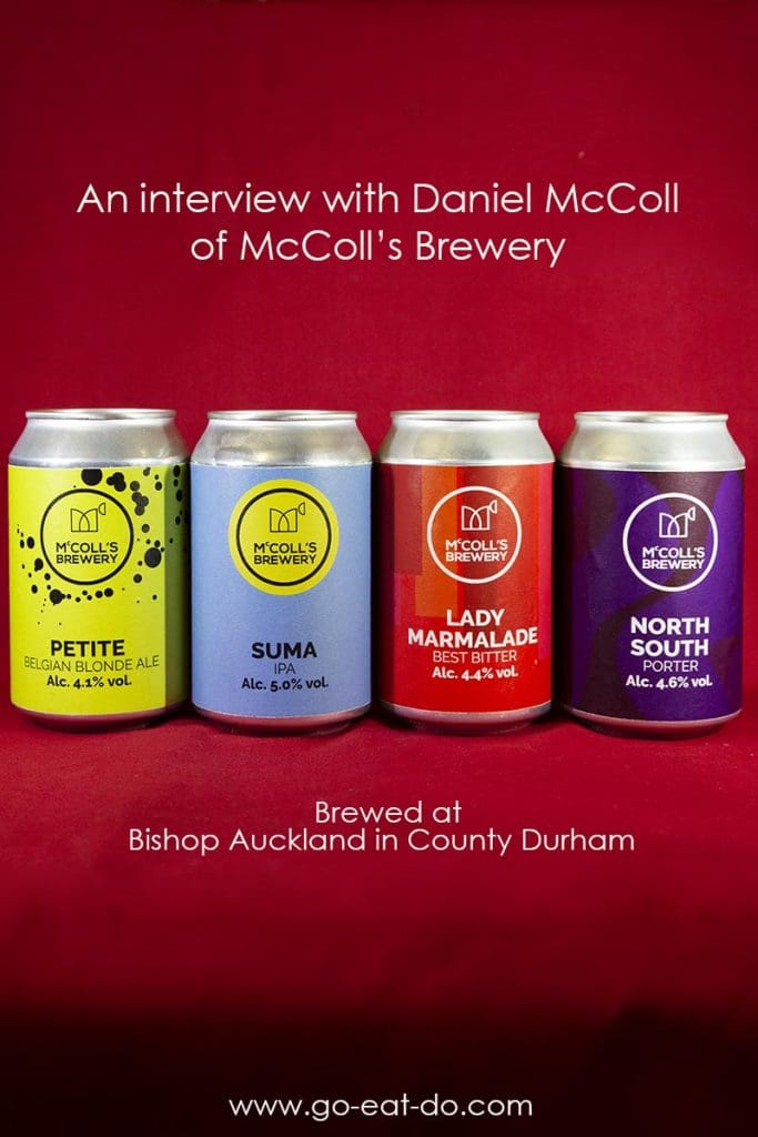 Pinterest Pin for the Go Eat Do blog post featuring an interview with Daniel McColl on McColl's Brewery