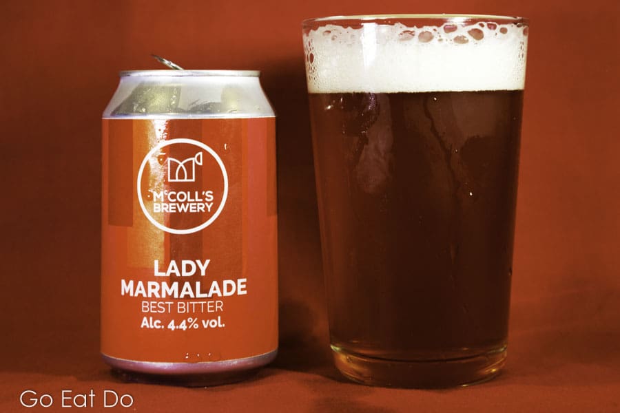 Glass of Lady Marmalade Best Bitter (4.4ABV) from McColl's Brewery, based at Bishop Auckland in northeast England