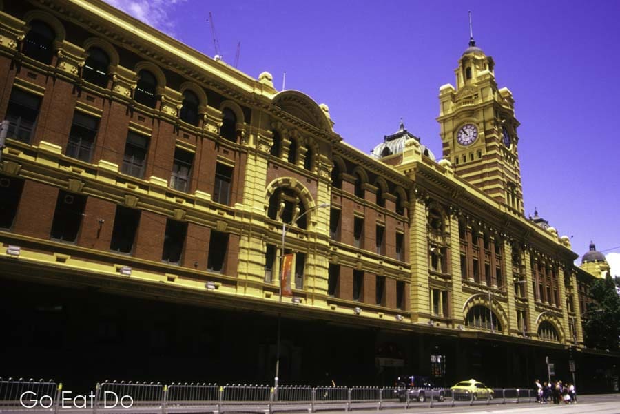 The facade of Flinders Street railway station in Melbourne, Australia