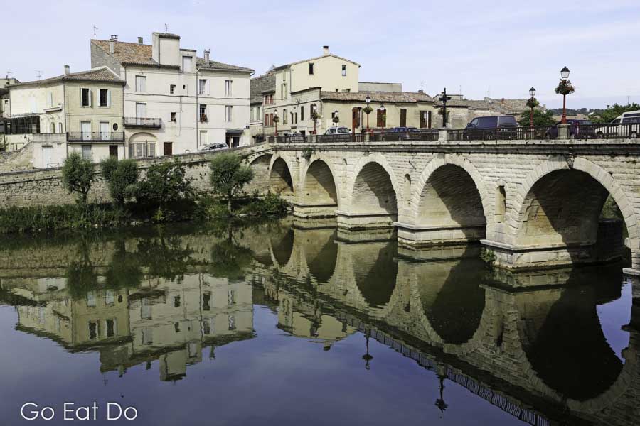 Pont du Romain, a Roman-built bridge, crossing the River Vidourle in Sommieres, France