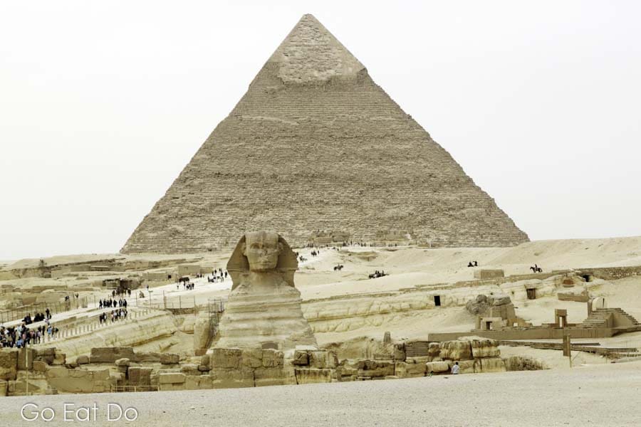 Great Sphinx of Giza, by the Great Pyramid of Khufu, at the Giza Plateau in Cairo, Egypt