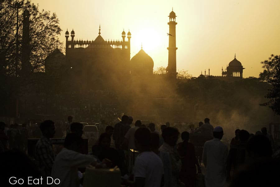 Sunset over the Jama Masjid in Old Delhi, India