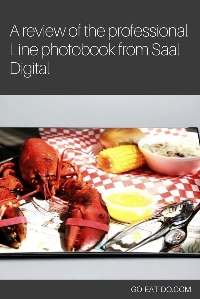 Pinterest pin for Go Eat Do's blog post about creating a Professional Line photobook from Saal Digital