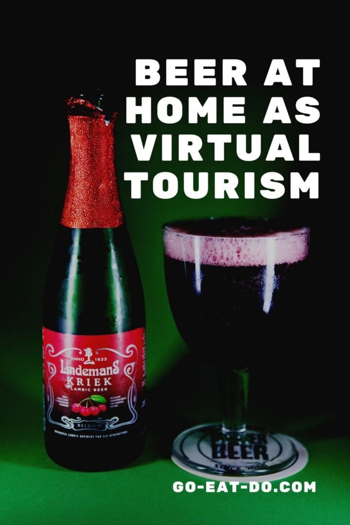 Pinterest pin for Go Eat Do's blog post about drinking beer from around the world as a form of virtual tourism.