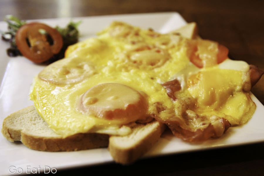 An Uitsmijter, a brunch dish of fried egg served on toasted bread