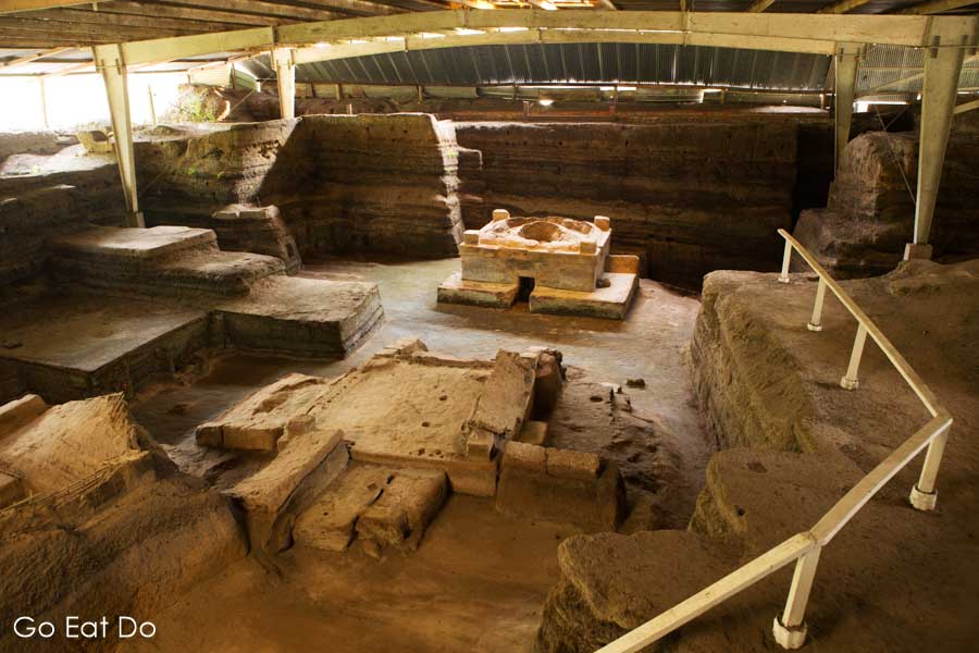 Excavated Maya buildings at the Joya de Cerén archaeological site in El Savador