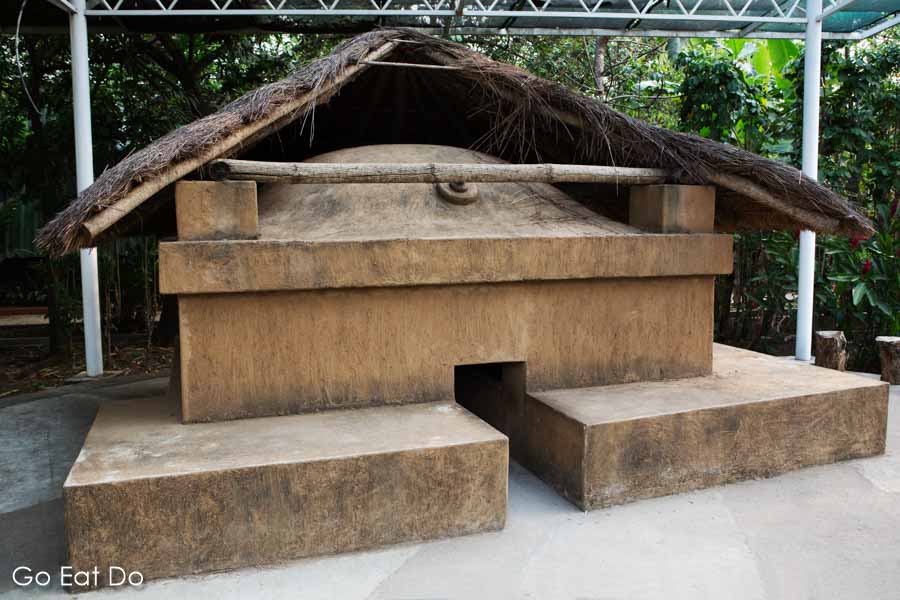 A recreation of a sauna, one of the Maya buildings at the Joya de Cerén archaeological site in El Savador