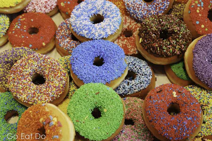 Sugared doughnuts offered at the Markthal Rotterdam in Rotterdam