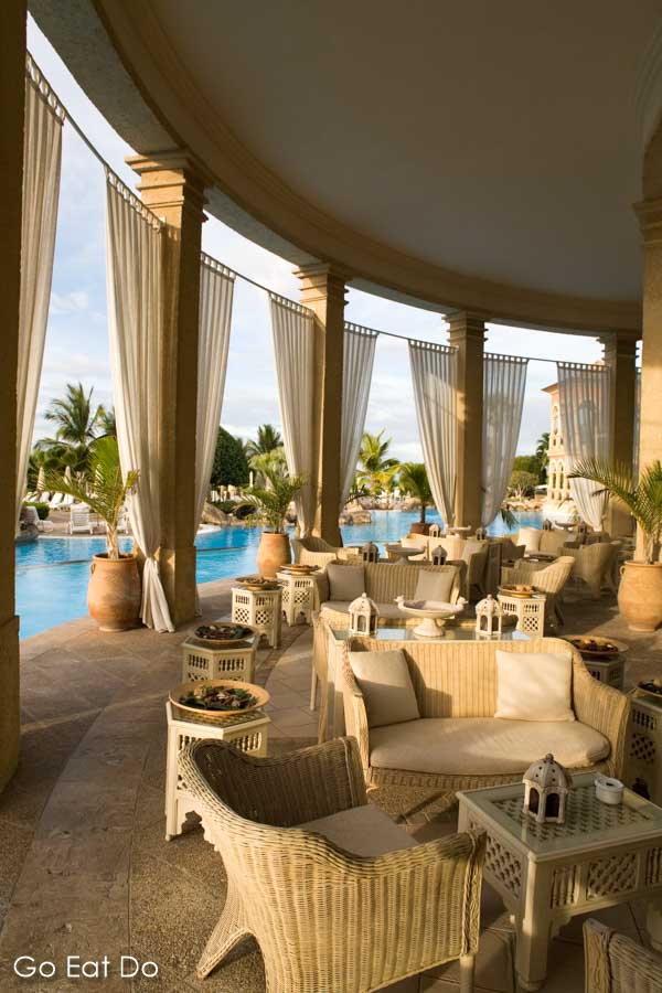 Poolside dining area at the Iberostar Grand Hotel El Mirador on the Costa Adeje on Tenerife