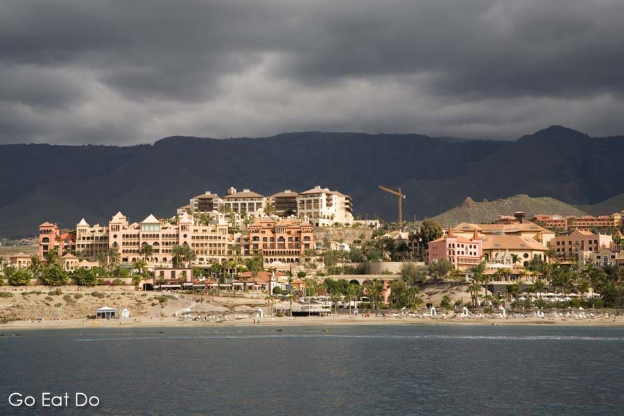 Hotels and construction work along the Costa Adeje on the south-west of Tenerife.
