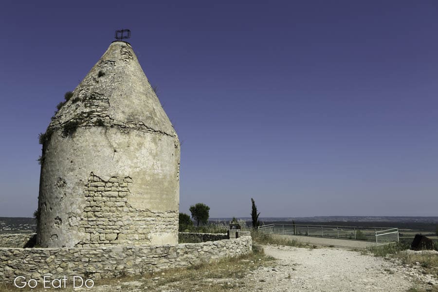 Windmill on the Roc de Gachone, overlooking the Vaunage plain close to Calvisson, France