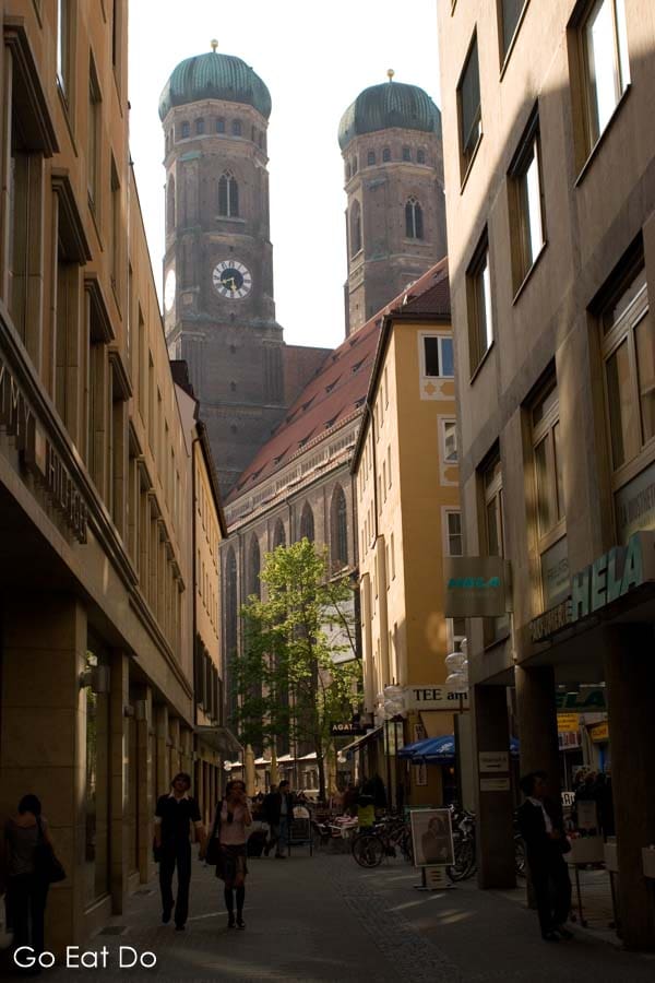 The twin towers of the Frauenkirche, the Church of Our Lady, in Munich, Germany
