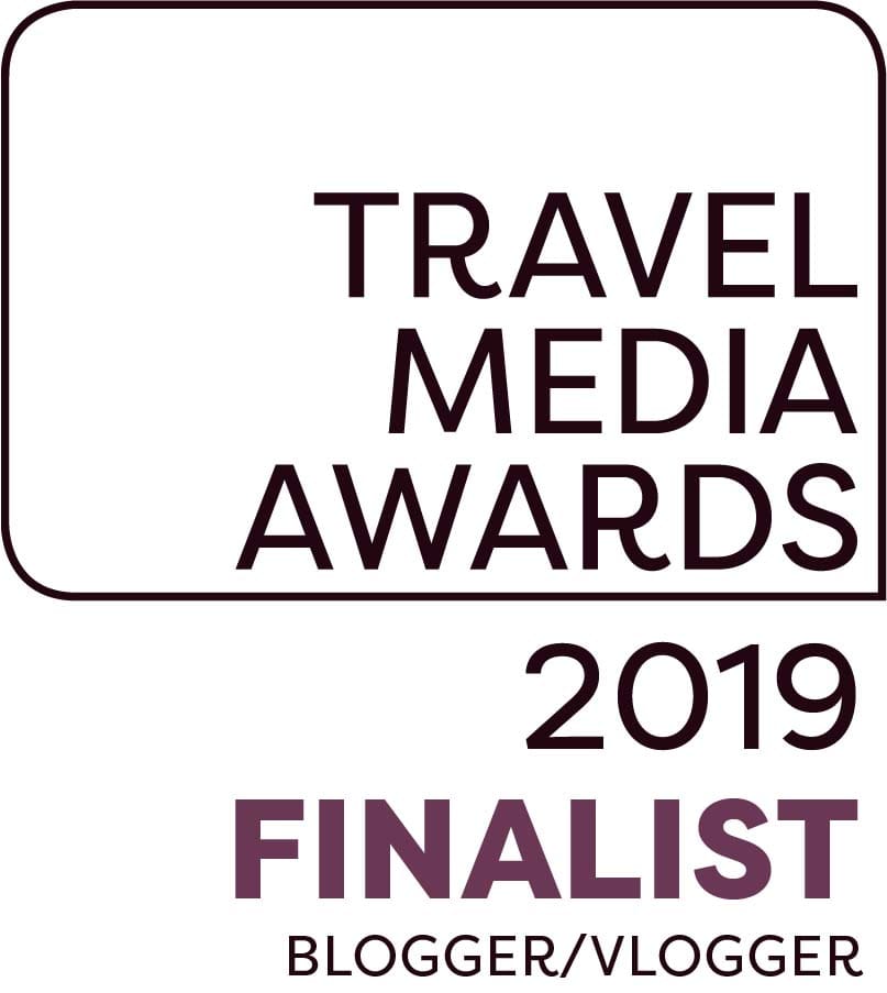 Badge presented to North-East England travel blogger Stuart Forster for being named a 2019 Finalist for Best Vlog/Blog at the UK Travel Media Awards. 