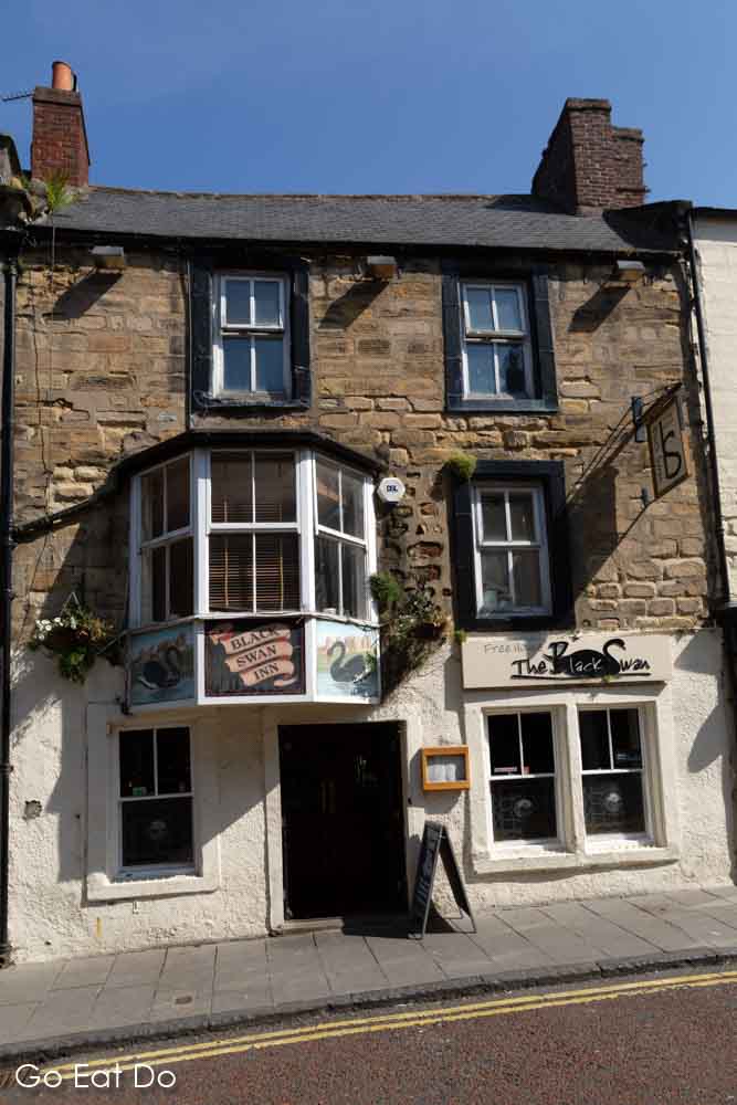 Facade of the Black Swan pub at Alnwick, Northumberland