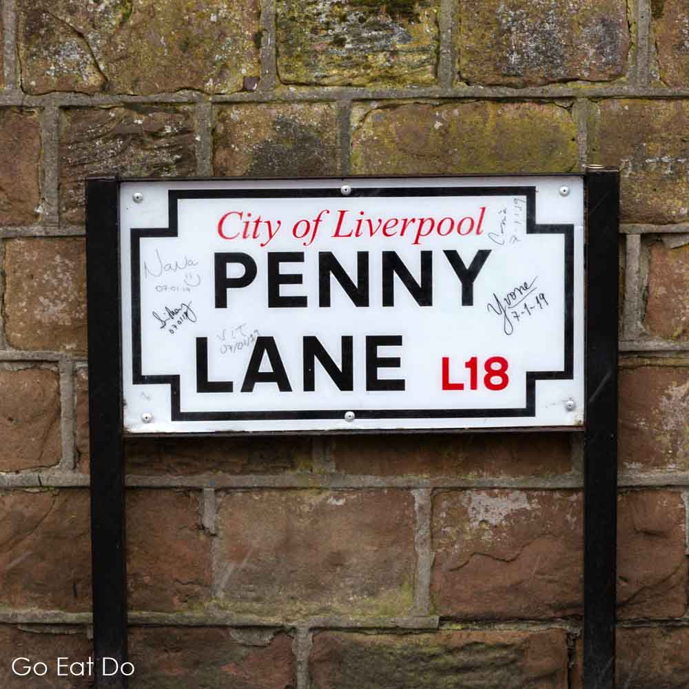 Penny Lane street sign in Liverpool, England