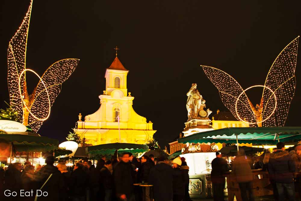 Stalls at Ludwigsburg's Baroque Christmas Market, near Stuttgart in south-west Germany