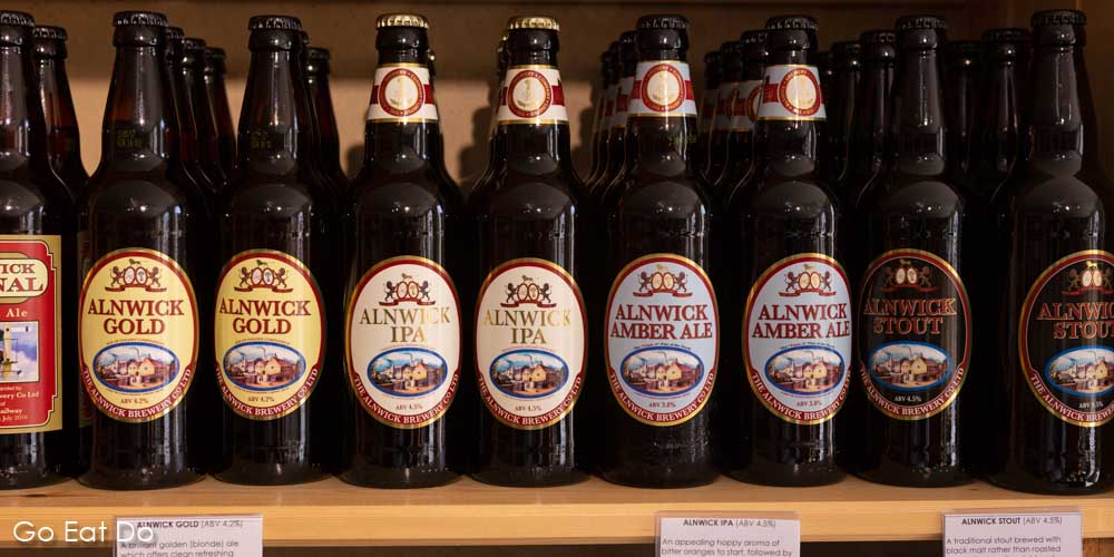 Bottles of beers brewed by the Alnwick Brewery on sale at the A Taste of Northumbria store
