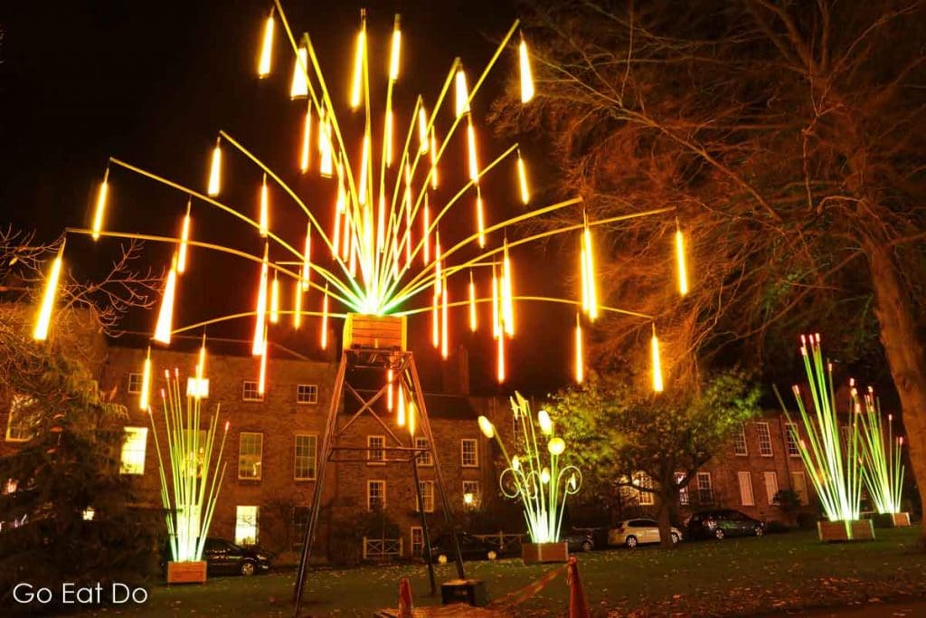 Garden of Light at the Lumiere Durham festival of light in Durham City, England