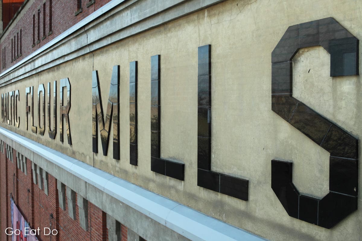 Sign for the Baltic Flour Mills, the building that now hosts the Baltic Centre for Contemporary Art, one of the top art galleries on Tyneside