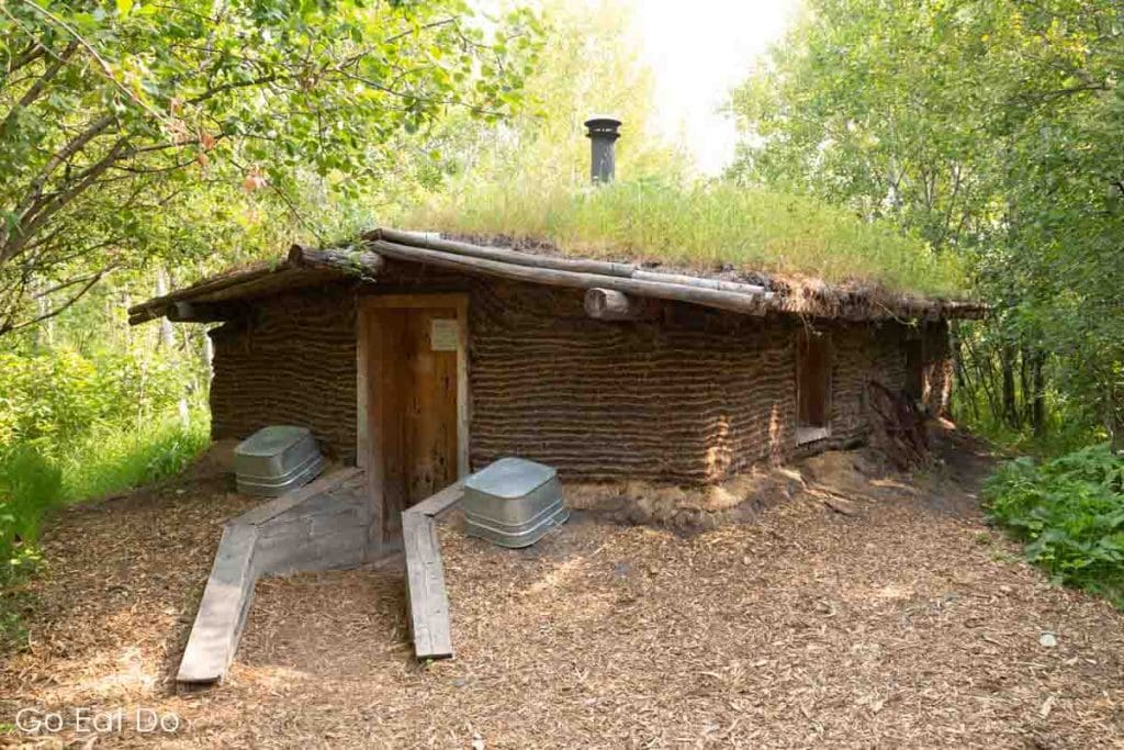 A turf hut at Fort Whyte Alive in Winnipeg, Canada