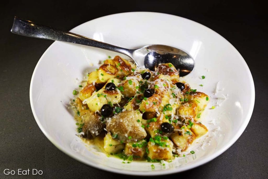 Gnocchi cooked with olives and grated Parmesan cheese and served at Passero in The Forks Market in Winnipeg