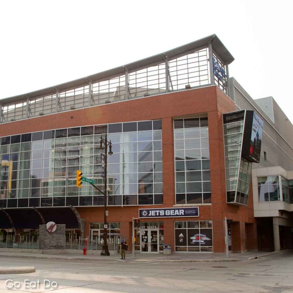Exterior of Bell MTS Place in central Winnipeg, the home of the NHL's Winnipeg Jets