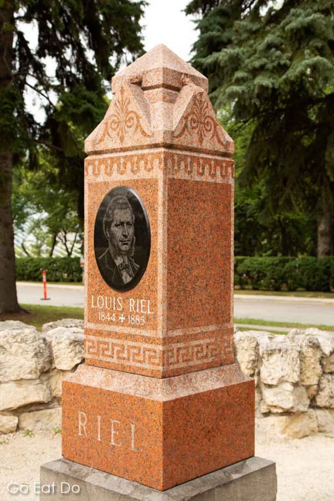 Headstone on the grave of Louis Riel in Winnipeg's St. Boniface Cathedral churchyard