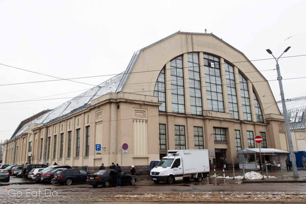 Riga Central Market stands inside converted Zeppelin hangars