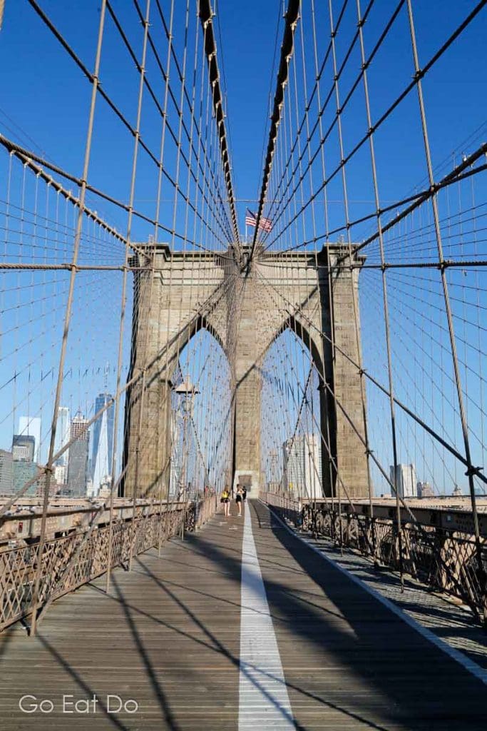 Brooklyn Bridge on a sunny morning in New York City