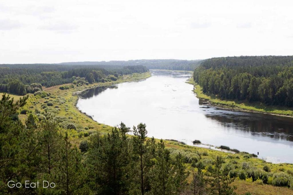 The Daugava River meandering through the Dauagava Loki Nature Park in the Latgale region of Latvia