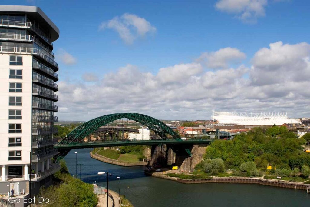 Wearmouth Bridge spans the River Wear in Sunderland, linking the city centre with the Stadium of Light.