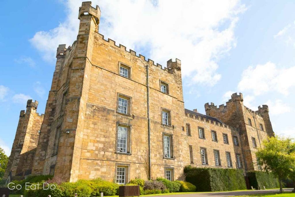 Facade of Lumley Castle, a Grade I listed building and four-star hotel in County Durham, England