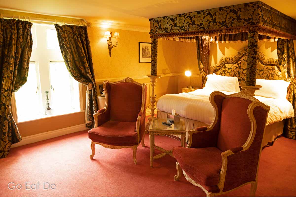 Four-poster bed in one of the castle hotels in England
