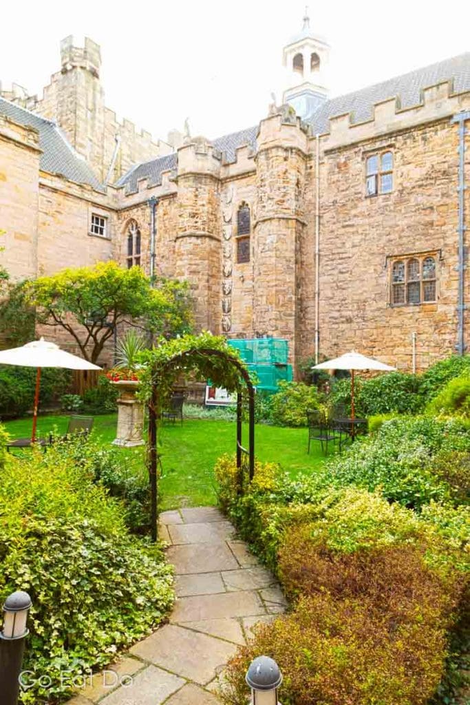 Inner courtyard at Lumley Castle Hotel in north-east England