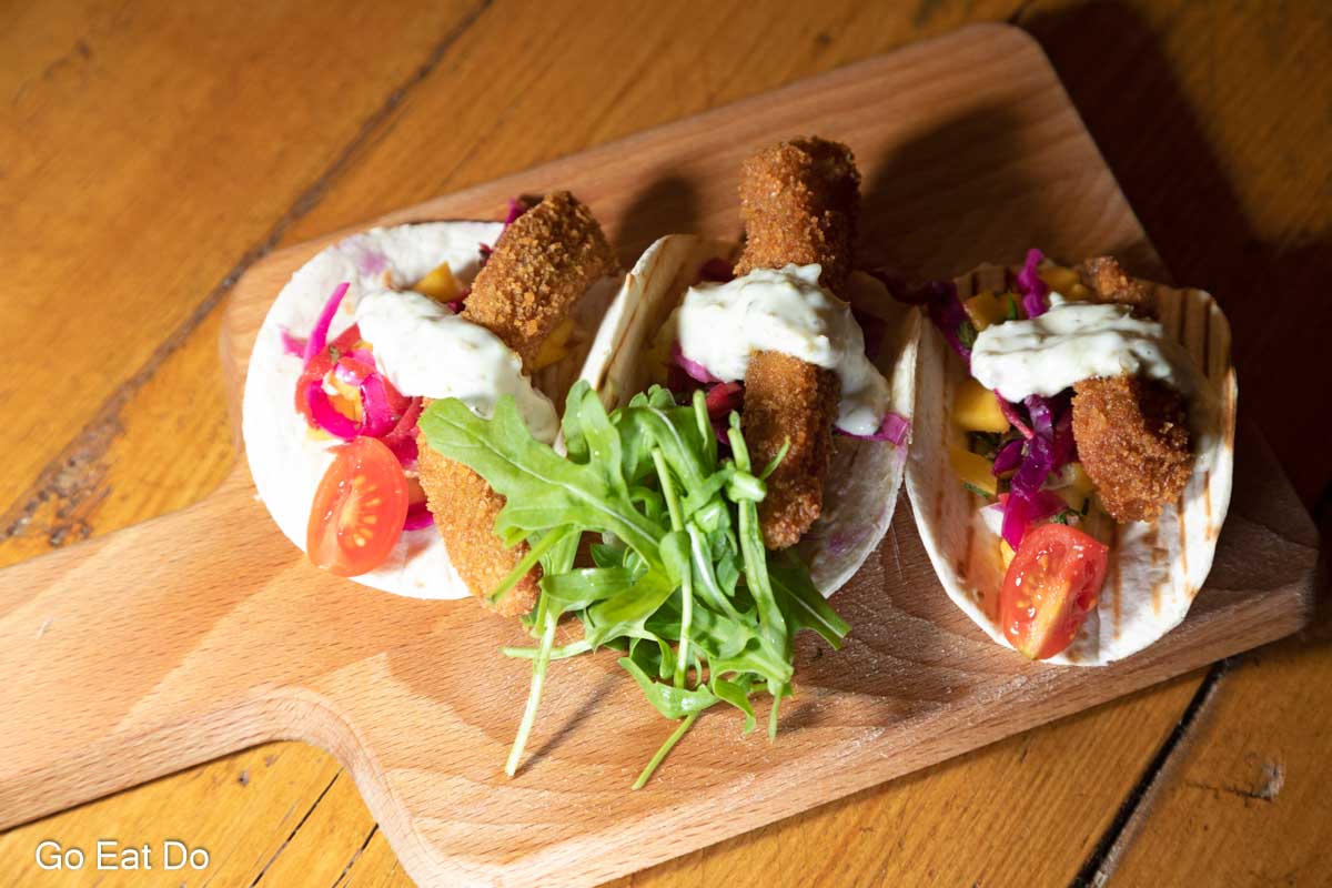 Fish tacos, one of the small plate dishes on the menu at Spent Grain restaurant in Sunderland