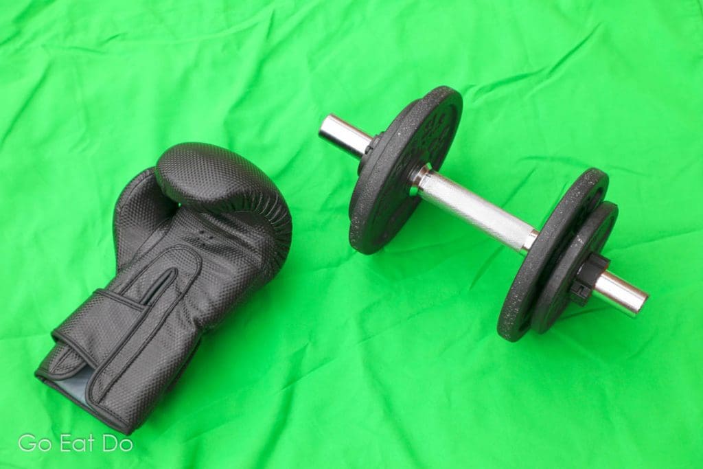 Boxing gloves and dumbbells count among the equipment used at residential boot camps and weight loss retreats in the UK