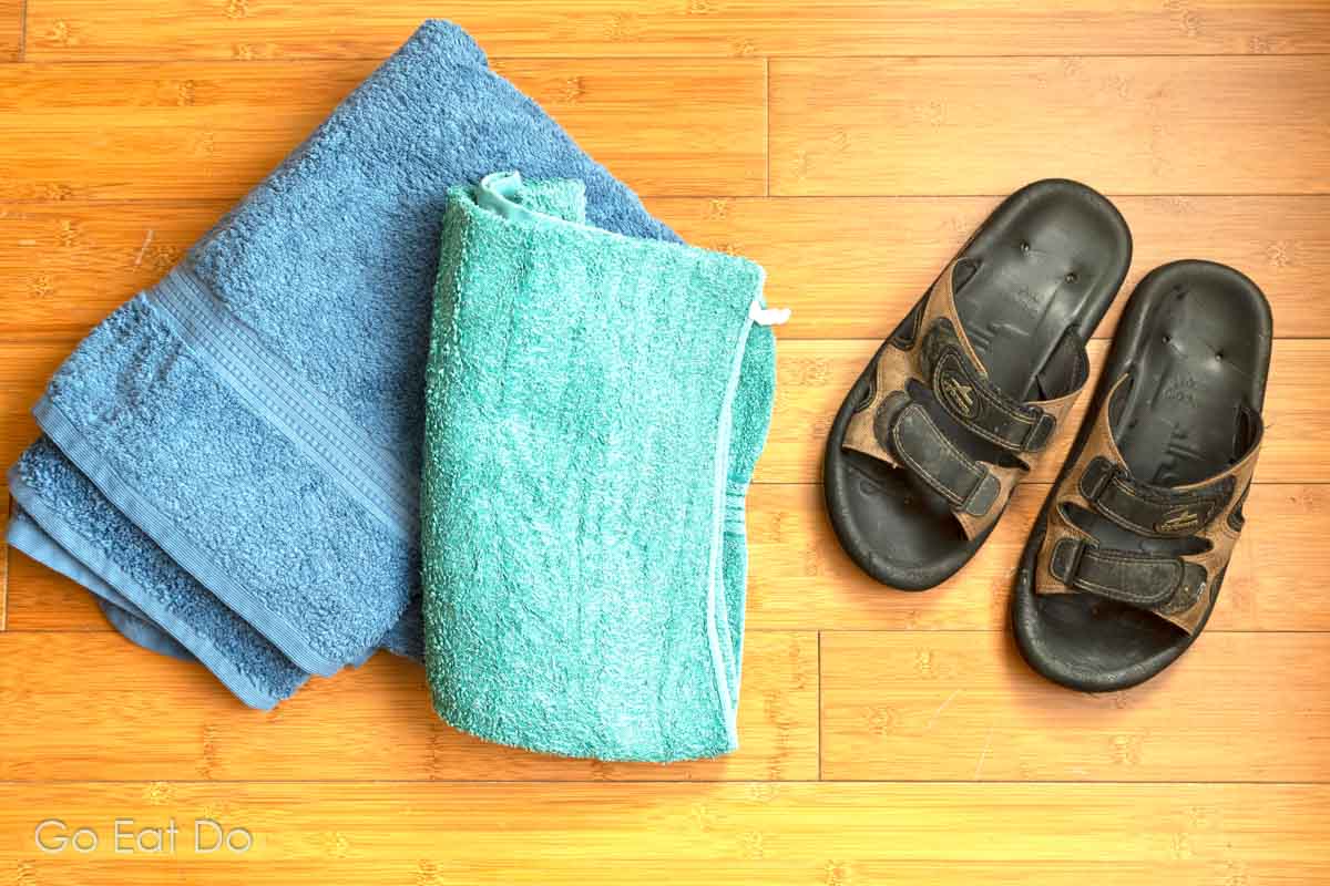 Two towels, a pair of sliders or flip-flops and you're ready to spend time at a sauna in Germany.