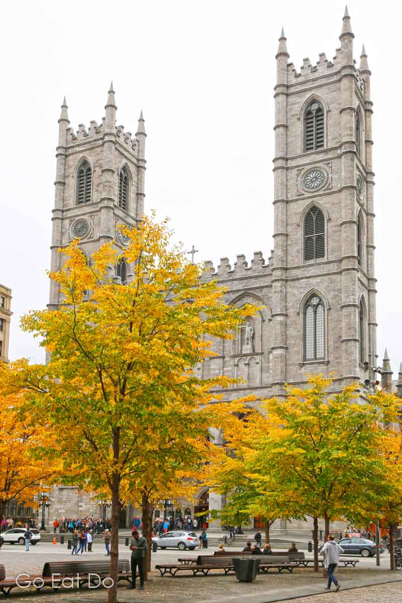 It's easy to find restaurants serving poutine close to Notre Dame Cathedral in Montreal.