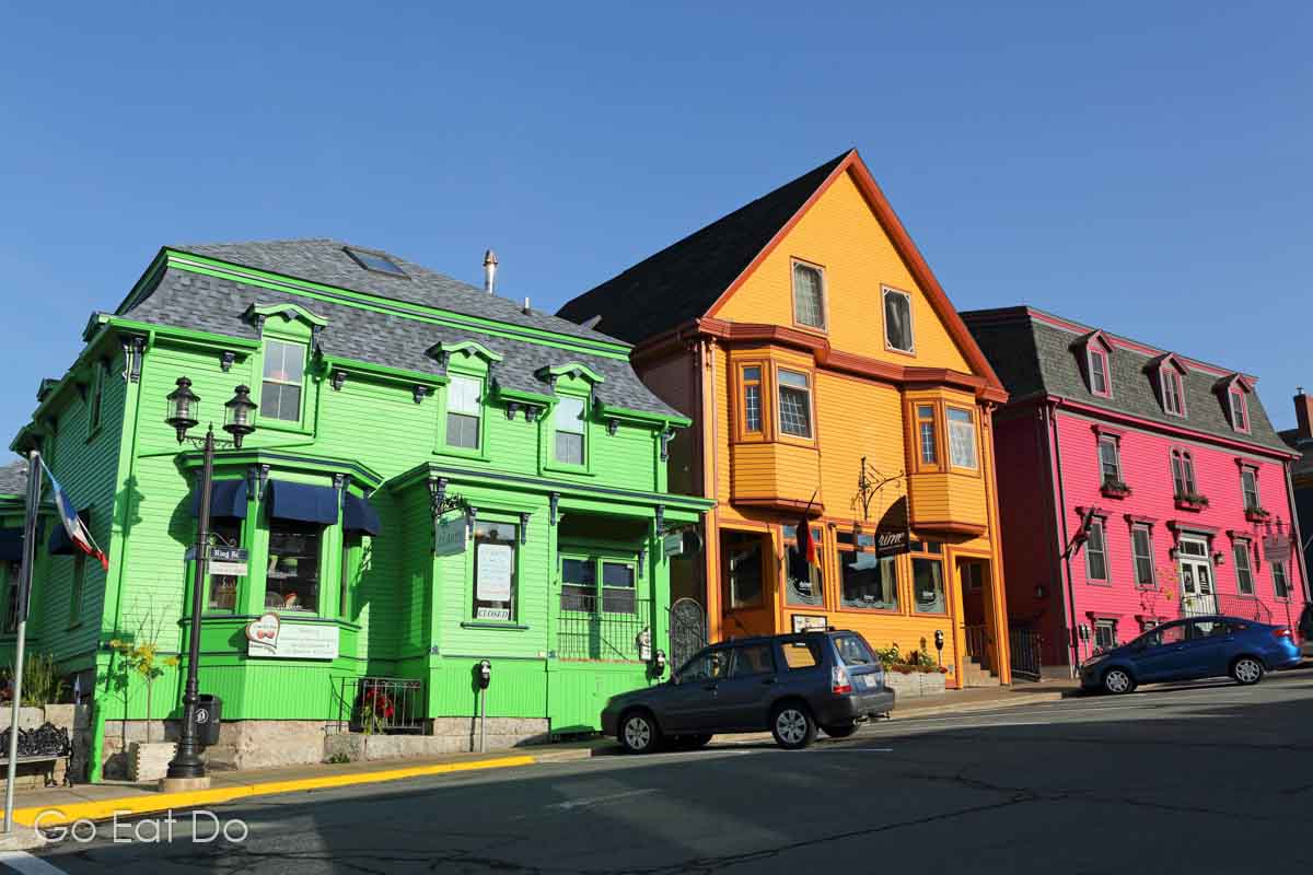 These colourful buildings on King Street in Lunenburg are nicknamed the UNESCO Fresco and form part of the Mariner King Inn.
