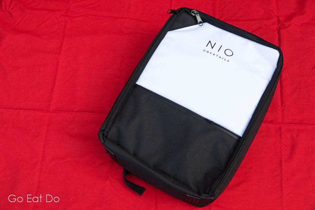 The insulated rucksack that forms part of the NIO Cocktails cocktail kit travel bag