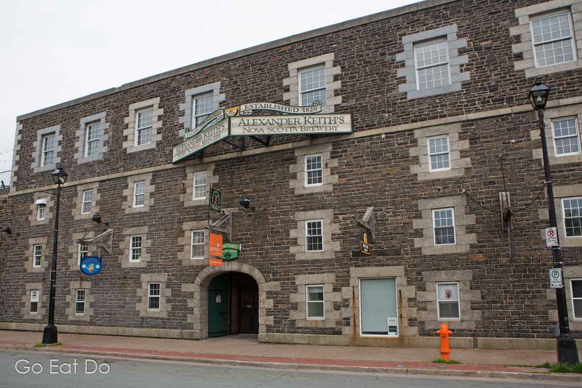 Facade of Alexander Keith's Nova Scotia Brewery, founded in 1820, one of many places to visit for a beer in Halifax.
