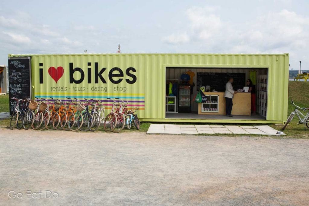 Cycling is also an option while sightseeing in Halifax. I Heart Bikes operates from a container near the waterfront.