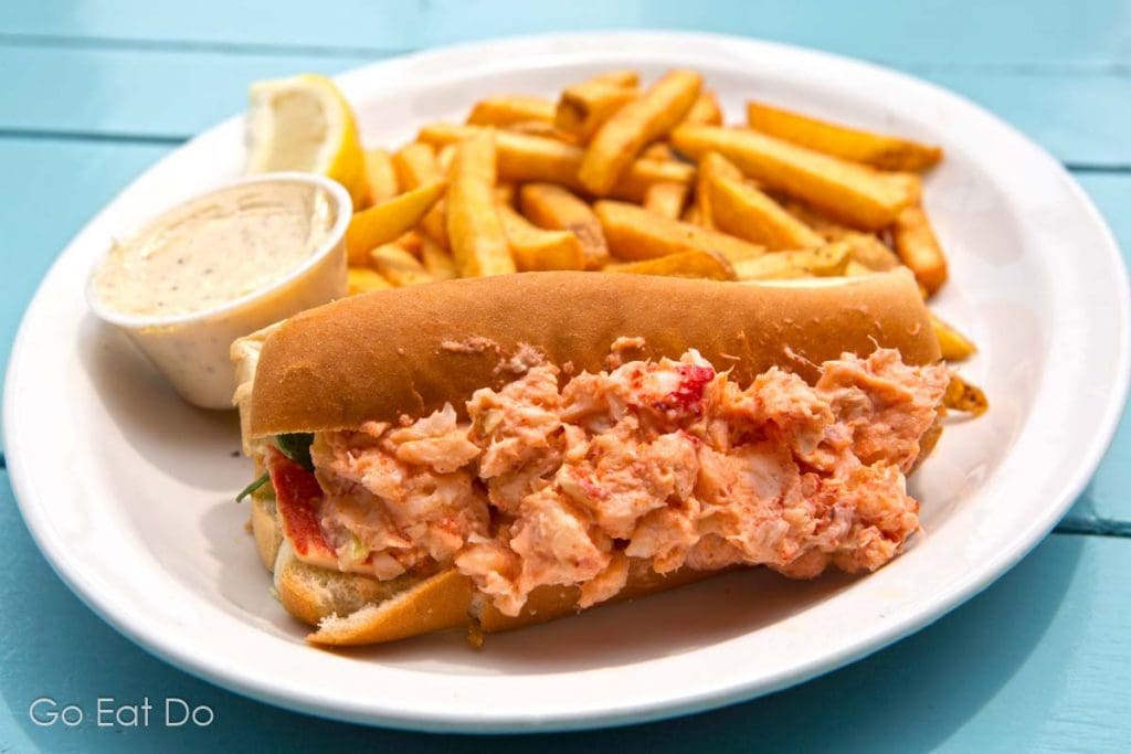 Lobster made easy...a lobster roll served with fries, lemon and tartare sauce in Halifax.