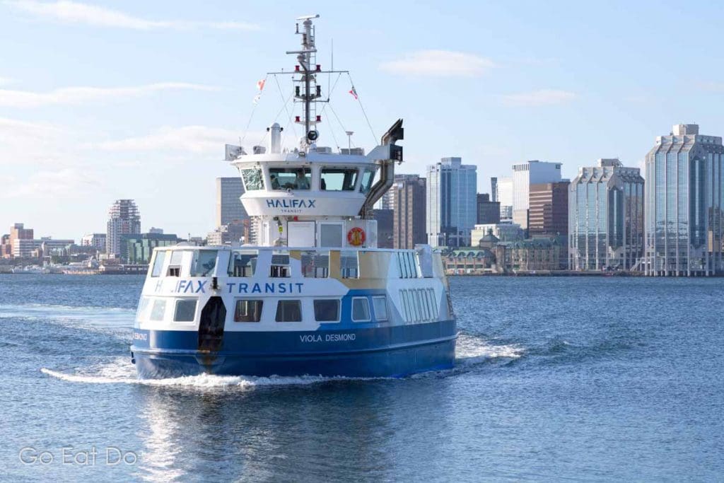 The Viola Desmond, a passenger ferry operated by Halifax Transit to cross Halifax Harbour between Halifax and Dartmouth.