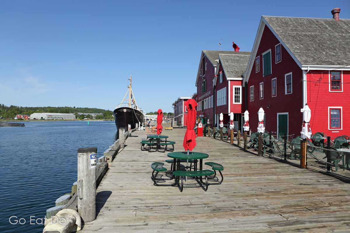 The waterfront boardwalk by the Fisheries Museum of the Atlantic at Lunenburg.